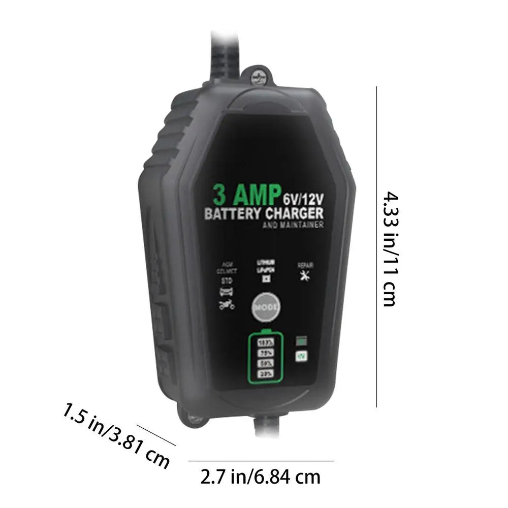 Car Battery Maintainer Car And Motorcycle 3A Battery Charger Trickle Charger Automotive Charger Button Control For Business
