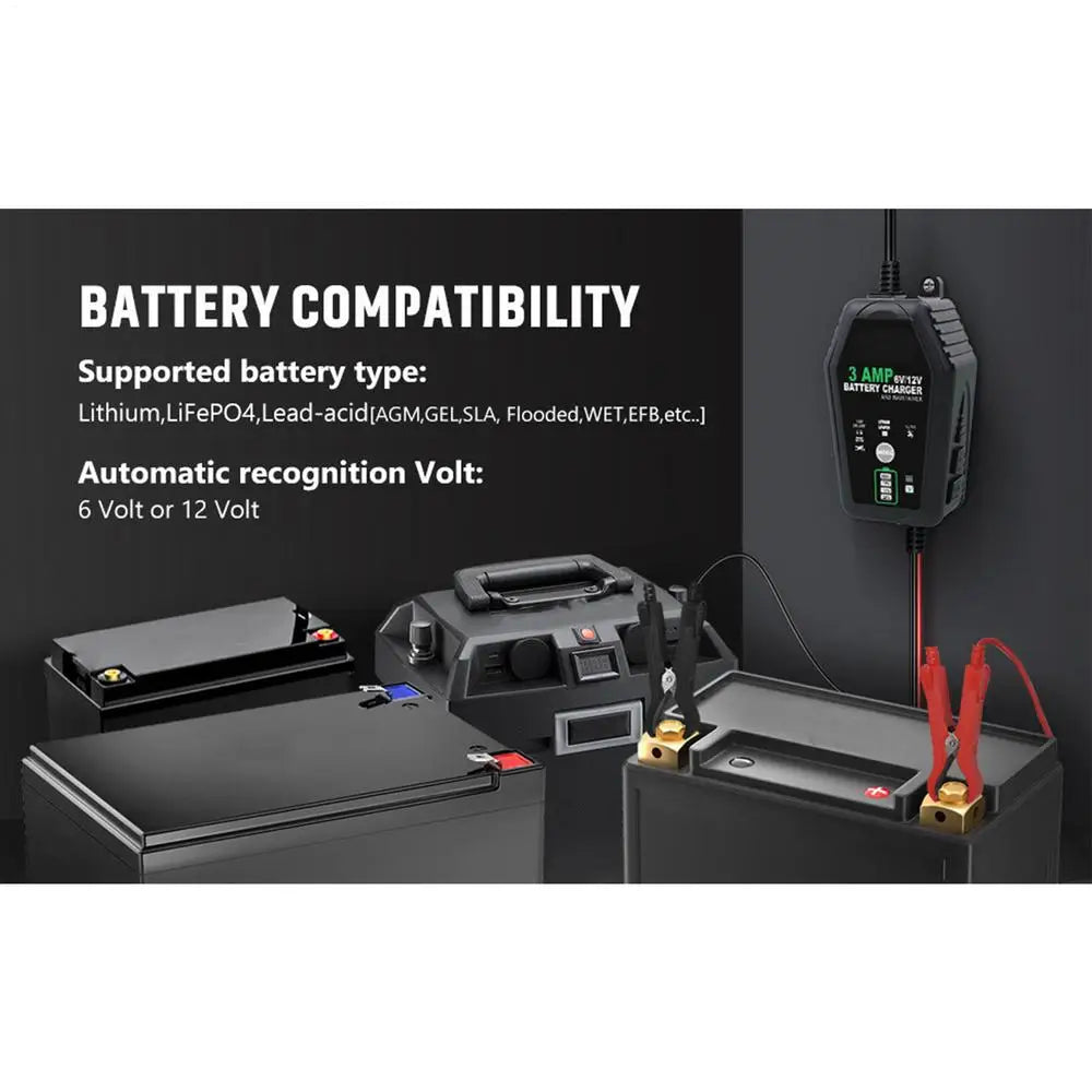 Car Battery Maintainer Car And Motorcycle 3A Battery Charger Trickle Charger Automotive Charger Button Control For Business