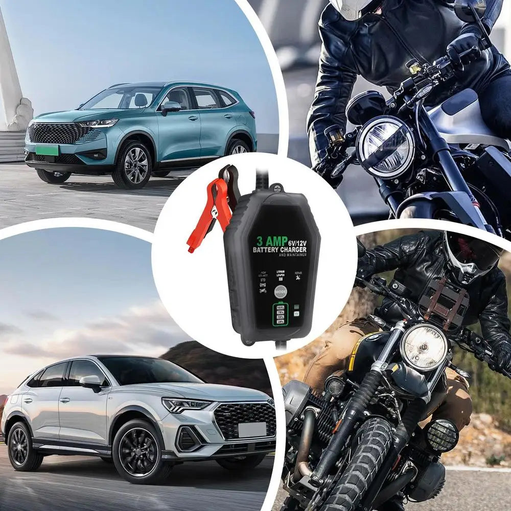 Car Battery Maintainer Car And Motorcycle 3A Battery Charger Trickle Charger Automotive Charger Button Control For Business