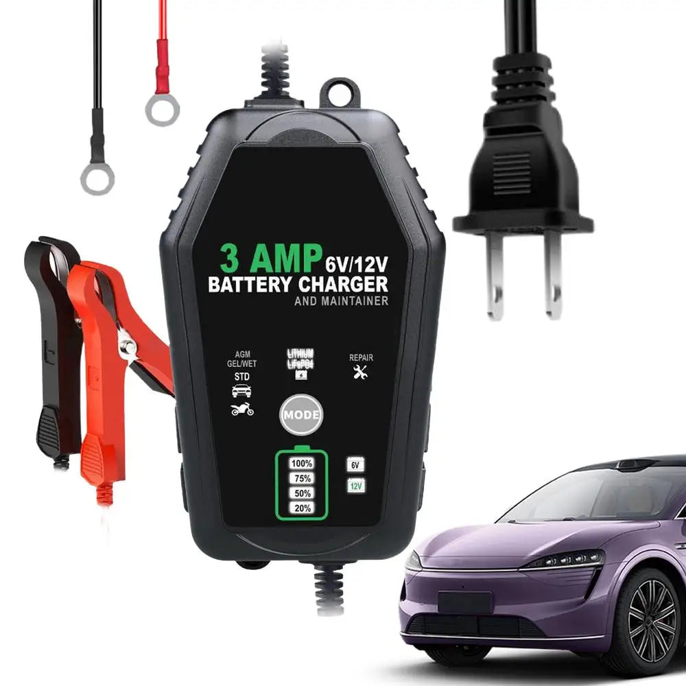 Car Battery Maintainer Car And Motorcycle 3A Battery Charger Trickle Charger Automotive Charger Button Control For Business