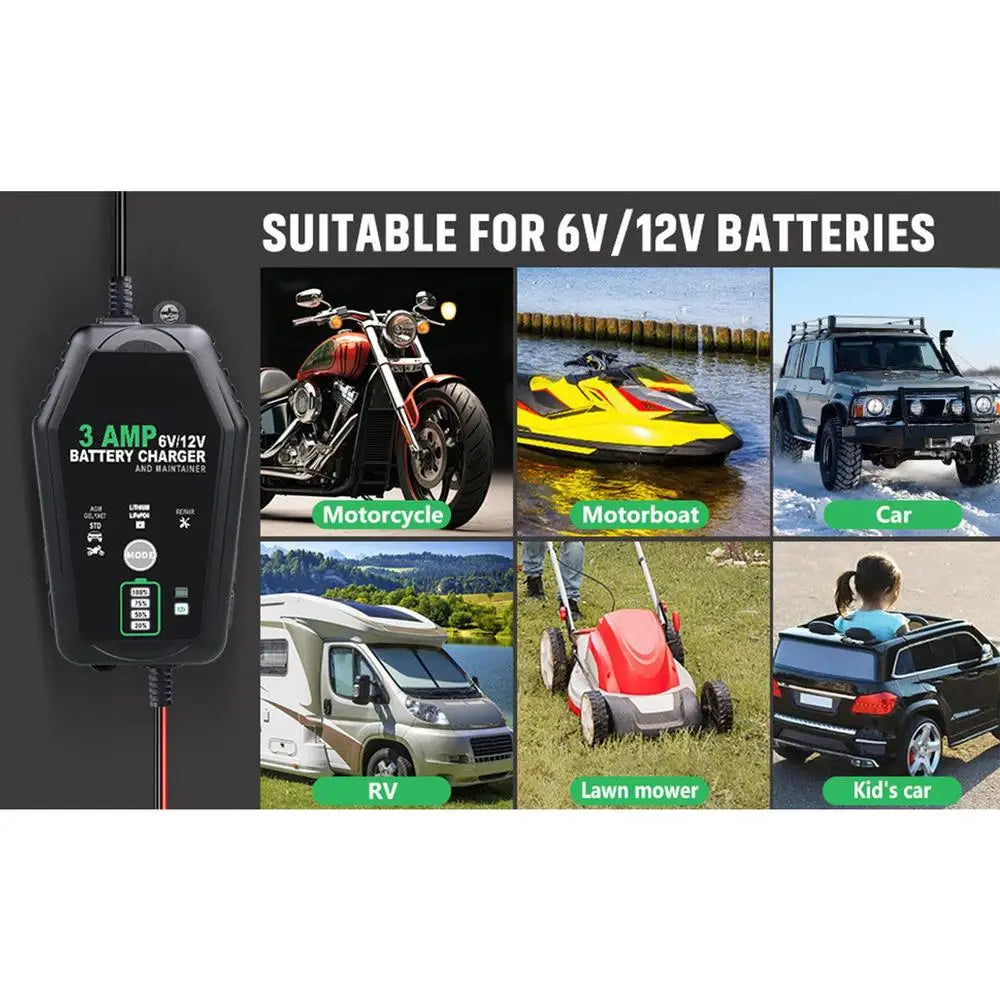 Car Battery Maintainer Car And Motorcycle 3A Battery Charger Trickle Charger Automotive Charger Button Control For Business