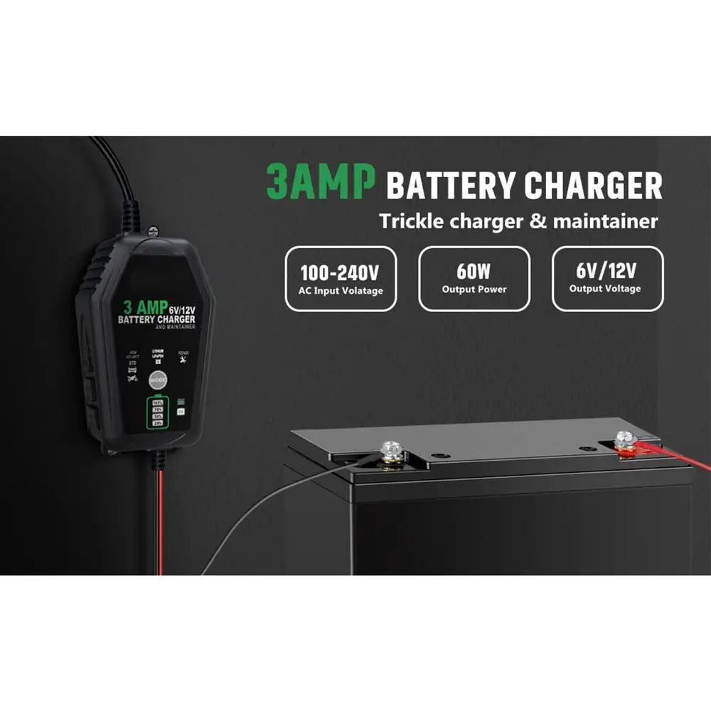 Car Battery Maintainer Car And Motorcycle 3A Battery Charger Trickle Charger Automotive Charger Button Control For Business