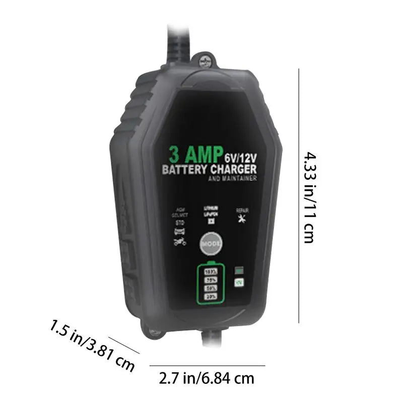 Car Battery Maintainer Car And Motorcycle 3A Battery Charger Trickle Charger Automotive Charger Button Control For Business
