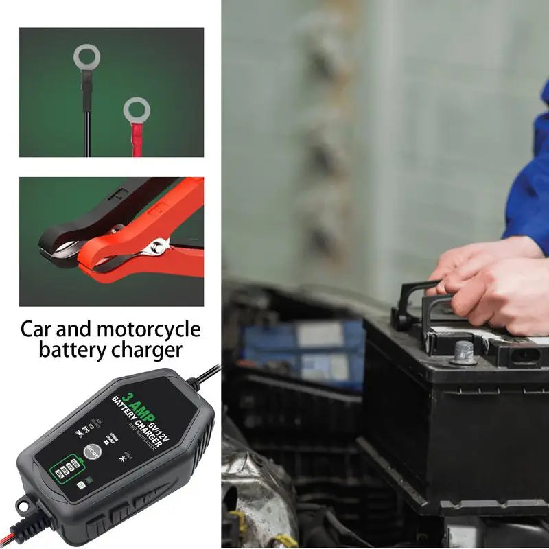 Car Battery Maintainer Car And Motorcycle 3A Battery Charger Trickle Charger Automotive Charger Button Control For Business